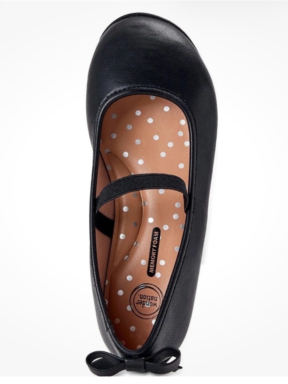 wonder nation Black Mary Jane Ballet Flat with Bow Memory Foam Toddler 11